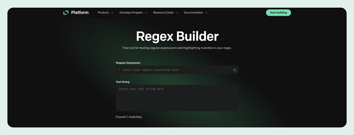 Text Platform Regex Builder