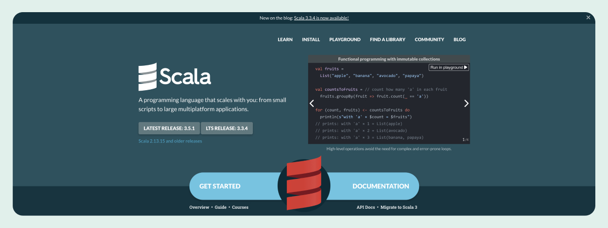 Scala website banner