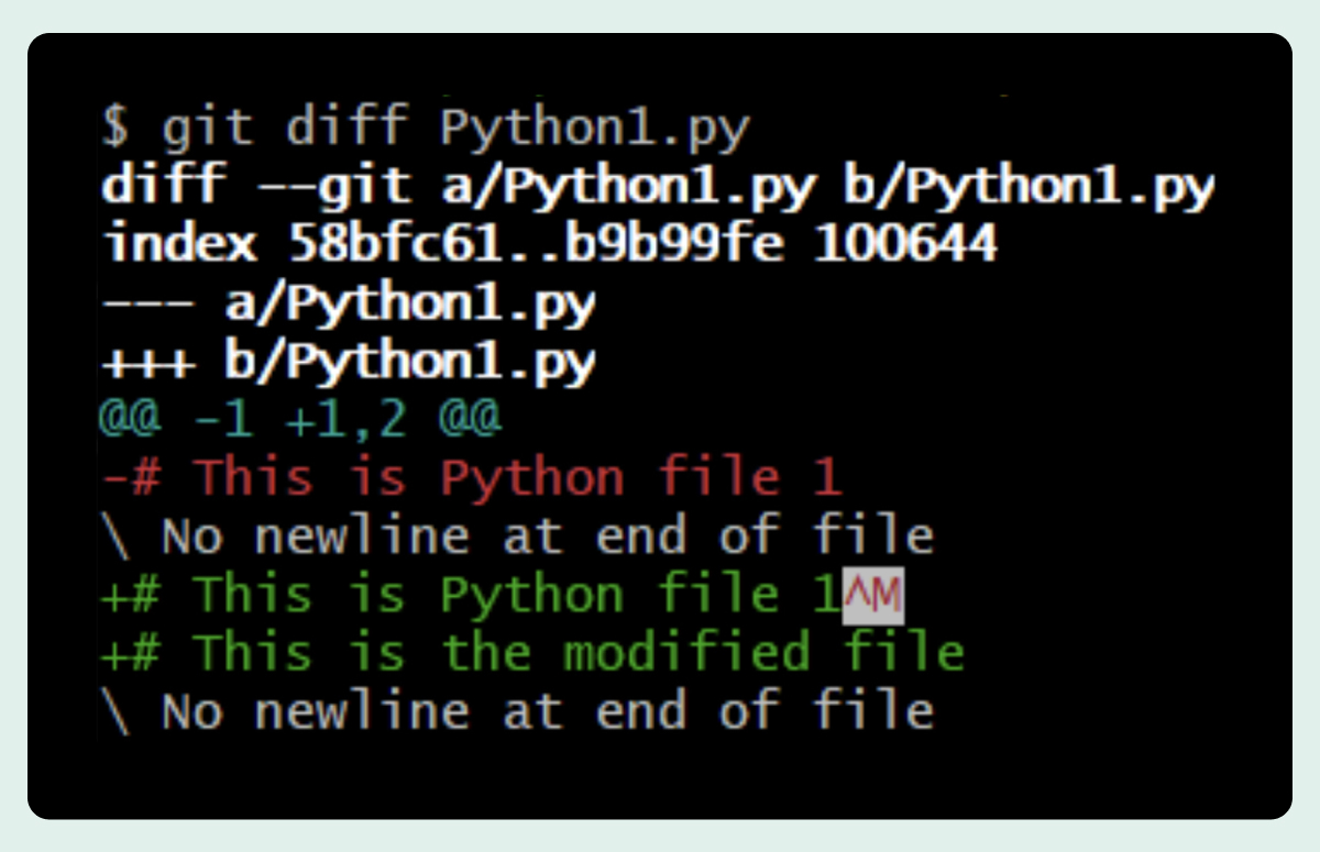 Text Platform Git diff command