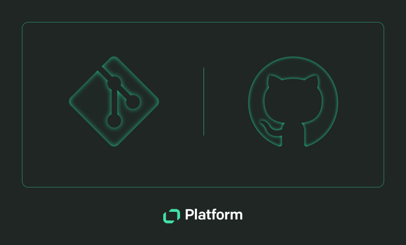 Text Platform Git vs GitHub illustration
